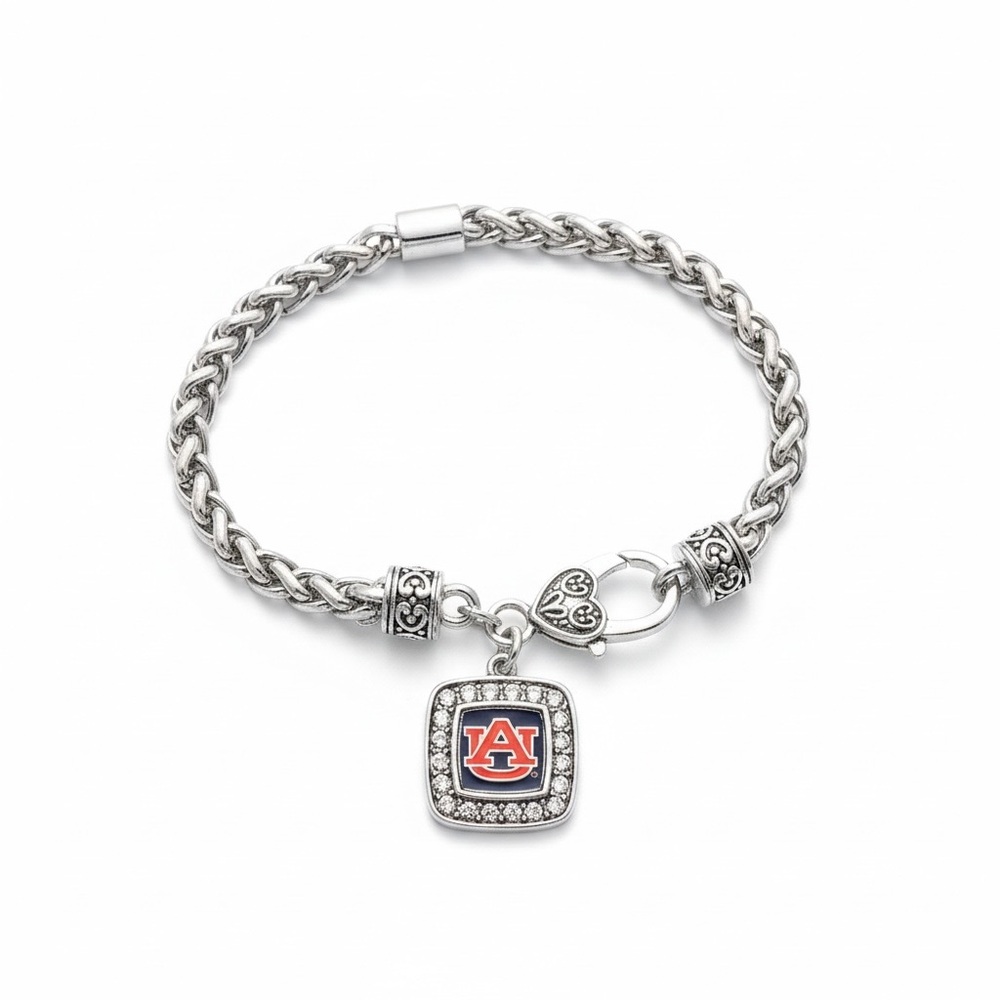 Silver Charm Bracelet with Logo Pendant